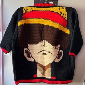 Luffy cardigan Black and Red Graphic crochet 🧶 size XL